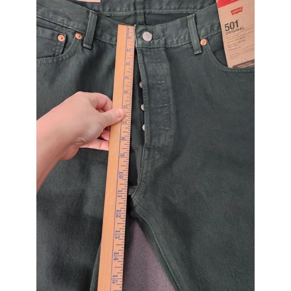 Levi's Mens 36x29 501 Original Straight Leg Jeans Dark Green Button Fly NWT